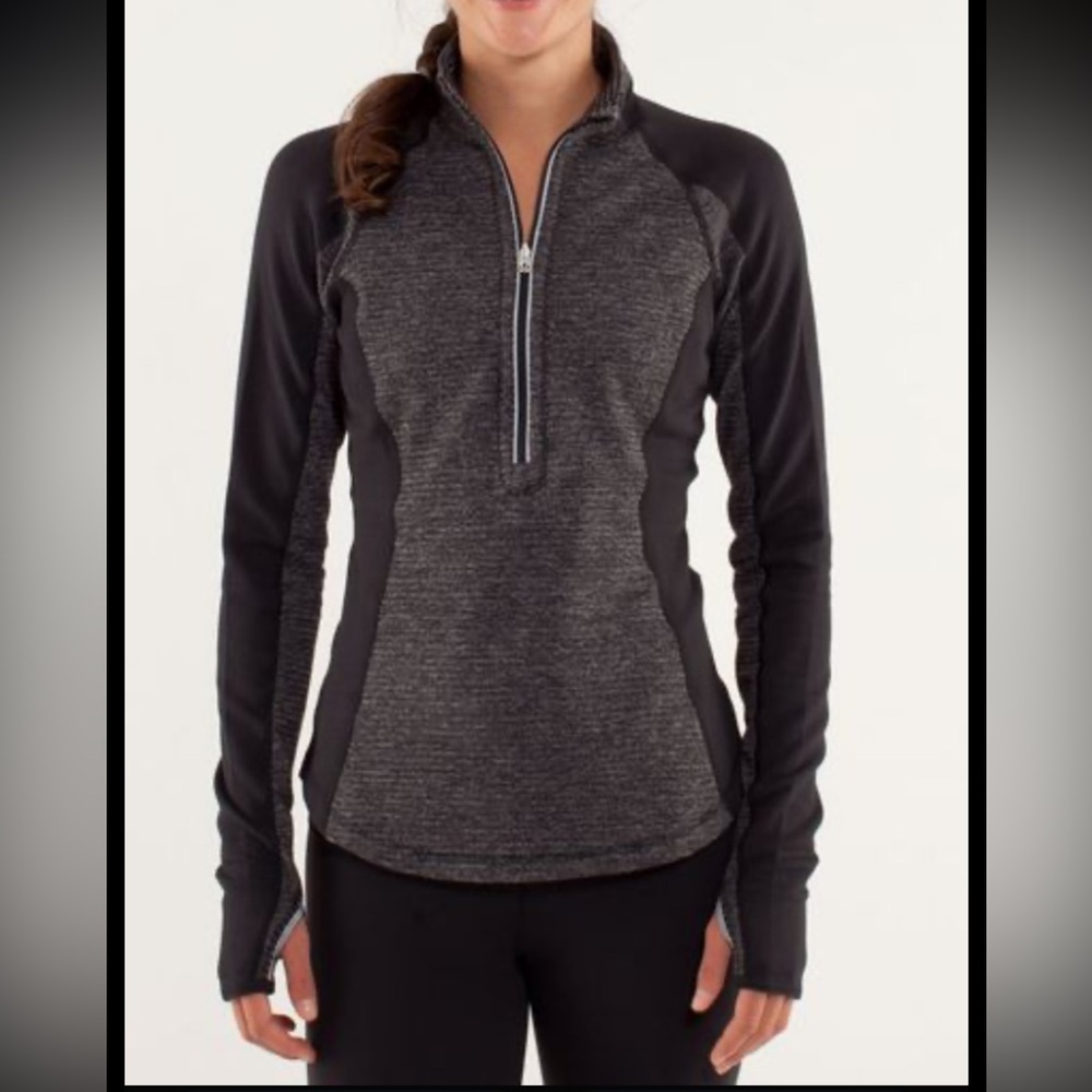lululemon Run: U-turn Pullover Mini check Pique Black Heathered Black Reversible